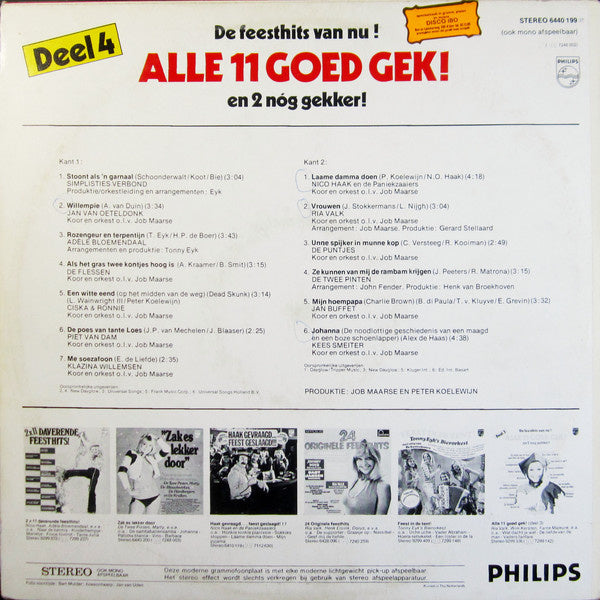 Various - Alle 11 Goed Gek! En 2 Nóg Gekker! Deel 4 (LP) Vinyl LP Vinyl Goed / Hoes Goed