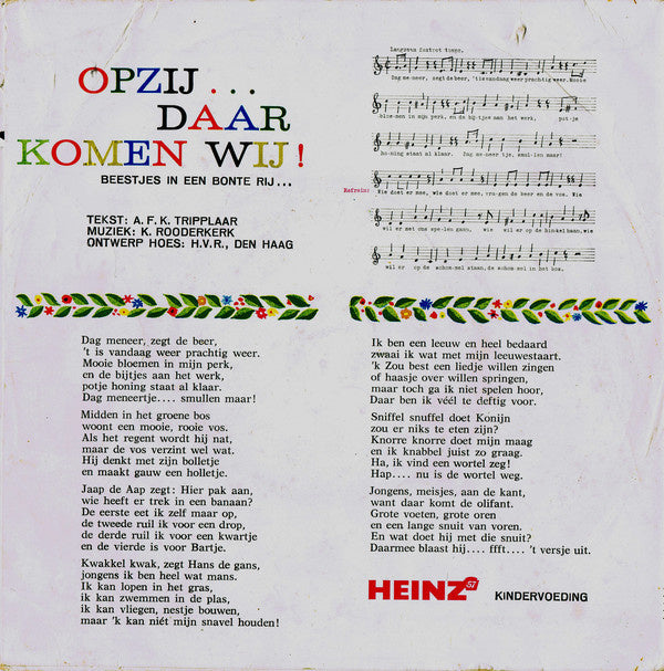 Leidse Sleuteltjes - Opzij ... Daar Komen Wij! Beestjes In Een Bonte Rij 32934 33947 Vinyl Singles Vinyl Goed / Hoes Goed