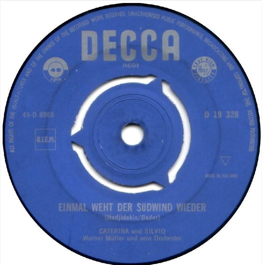 Caterina Und Silvio - Einmal Weht Der Sudwind Wieder 13852 Vinyl Singles Vinyl Goed / Hoes Goed