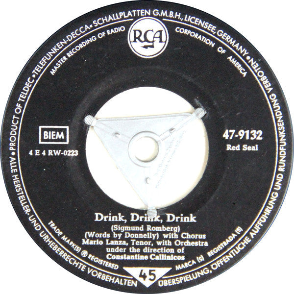 Mario Lanza - Drink, Drink, Drink 10629 Vinyl Singles Vinyl Goed / Hoes Generic