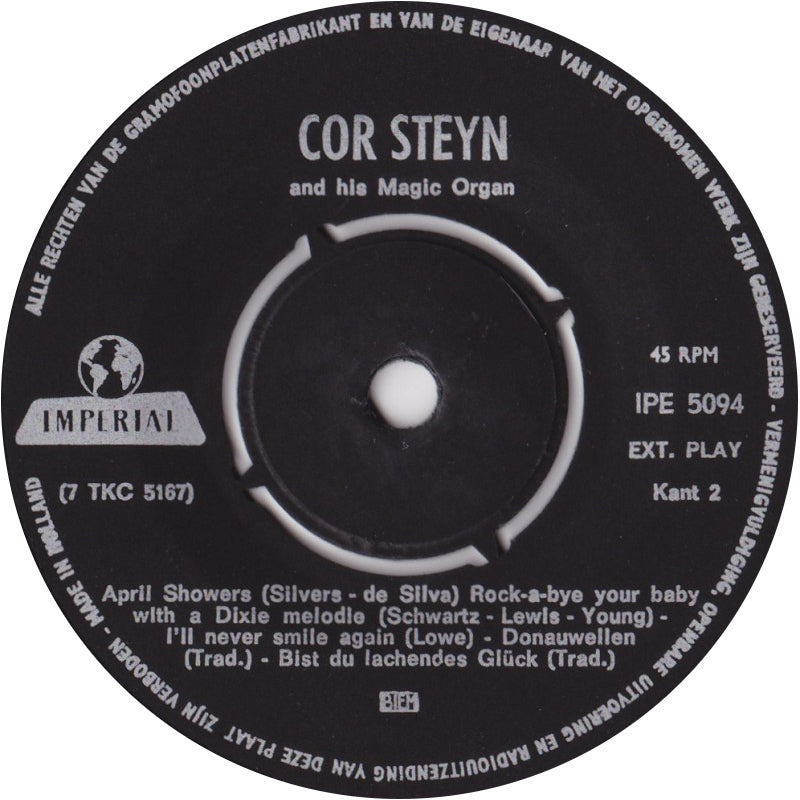 Cor Steyn - Cor Steyn And His Magic Organ 1 Vinyl Singles EP Vinyl Zeer Goed / Hoesje Goed "VINYLSINGLES.NL"