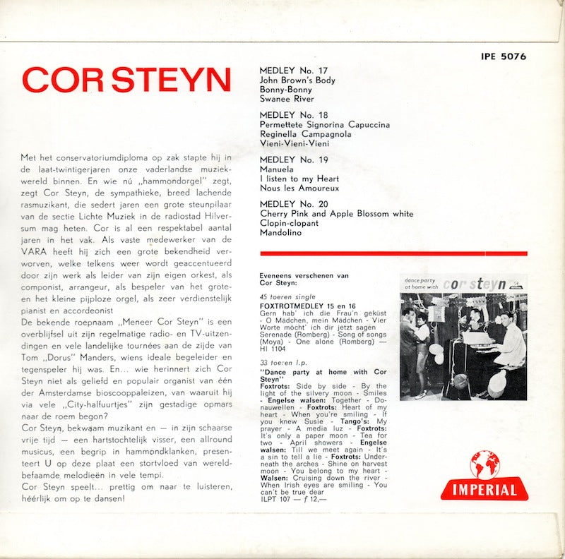 Cor Steyn - Medley No. 17, 18, 19, 20 02005 Vinyl Singles EP Vinyl Goed / Hoes Goed