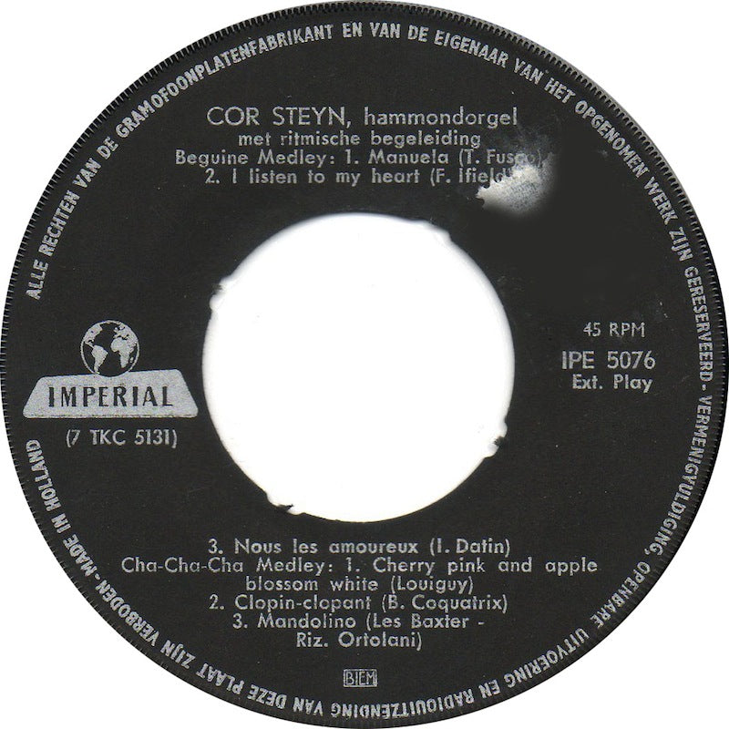 Cor Steyn - Medley No. 17, 18, 19, 20 02005 Vinyl Singles EP Vinyl Goed / Hoes Goed