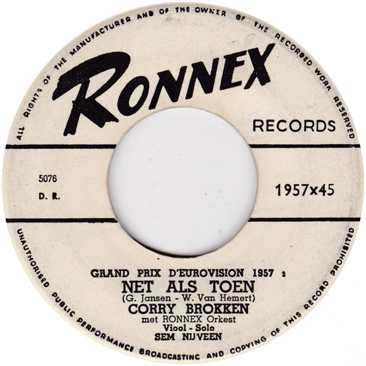 Corry Brokken - Net Als Toen 29543 Vinyl Singles Vinyl Goed / Hoes Goed