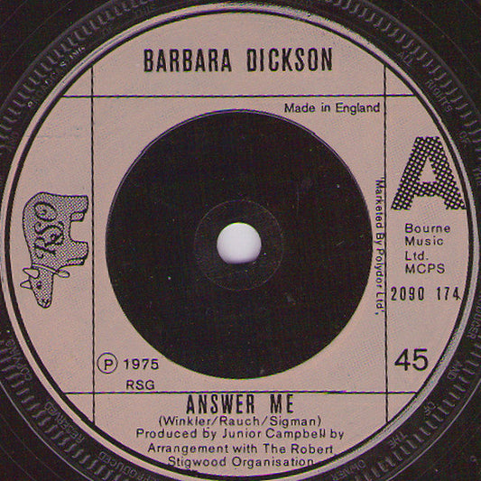 Barbara Dickson - Answer Me 22744 Vinyl Singles Vinyl Goed / Hoes Goed