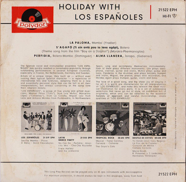 Los Españoles - Holiday With Los Españoles 23402 Vinyl Singles EP Vinyl Goed / Hoes Goed