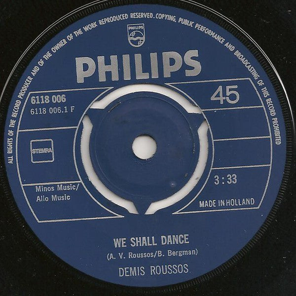 Demis Roussos - We Shall Dance Vinyl Singles Vinyl Zeer Goed / Hoesje Goed "VINYLSINGLES.NL"