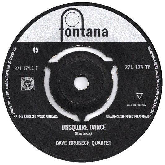 Dave Brubeck Quartet - Unsquare Dance 15823 Vinyl Singles Vinyl Goed / Hoes Goed