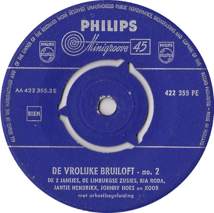 Johnny Hoes - De Vrolijke bruiloft No.1 33703 Vinyl Singles EP Vinyl Goed / Hoes Generic