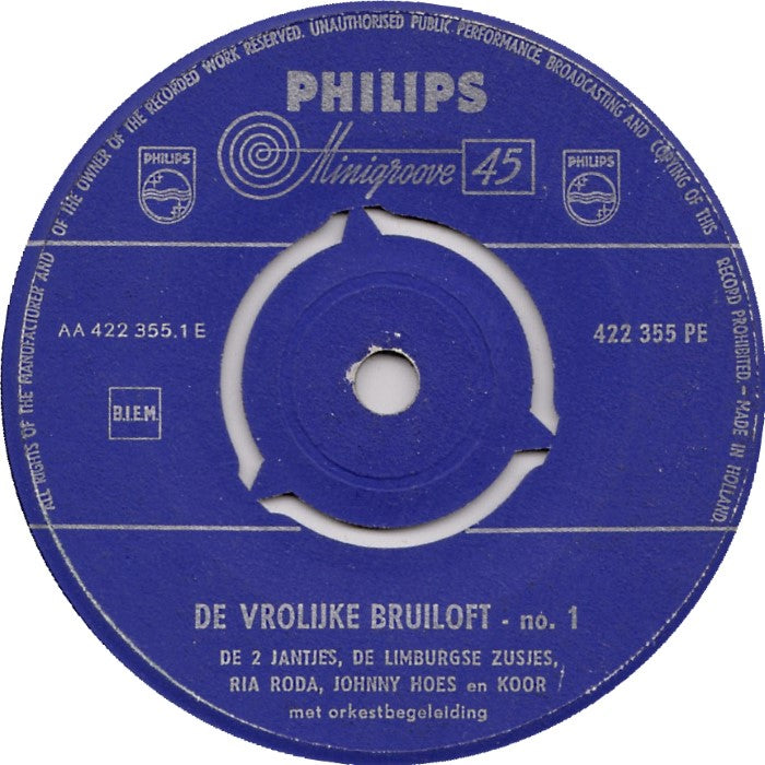 Johnny Hoes - De Vrolijke bruiloft No.1 34547 Vinyl Singles EP Vinyl Goed / Hoes Goed