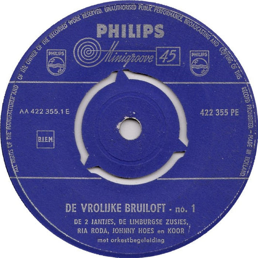 Johnny Hoes - De Vrolijke bruiloft No.1 33703 Vinyl Singles EP Vinyl Goed / Hoes Generic