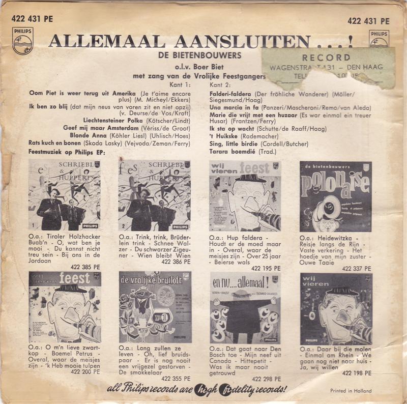 Bietenbouwers - Allemaal Aansluiten 33689 Vinyl Singles EP Vinyl Goed / Hoes Goed