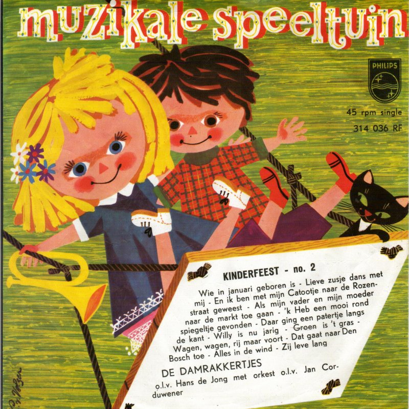 Damrakkertjes - Kinderfeest Vinyl Singles Vinyl Zeer Goed / Hoesje Goed "VINYLSINGLES.NL"