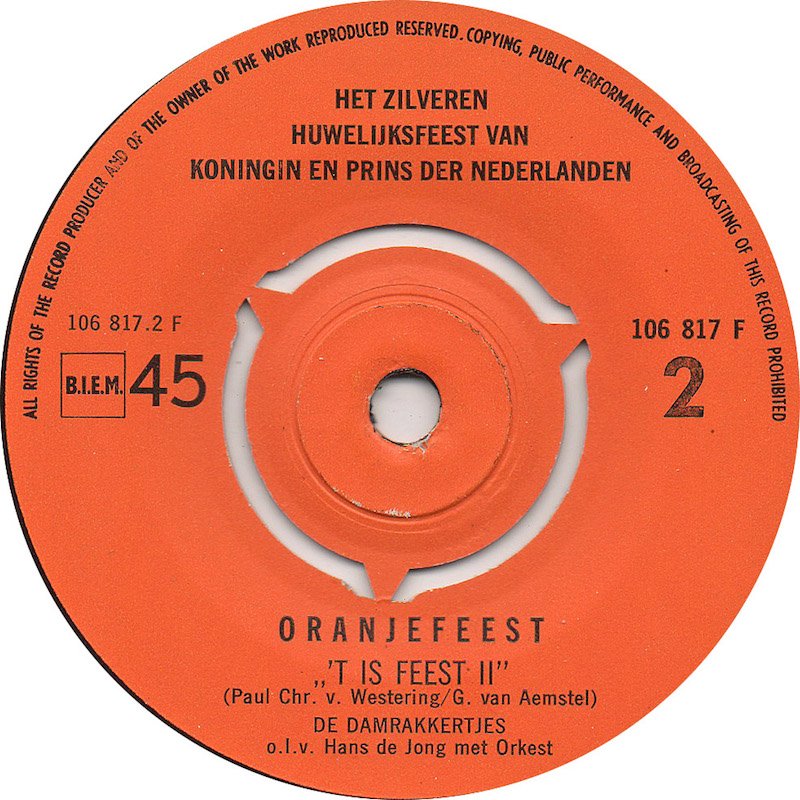 Oranjefeest - 'T Is Feest 18528 Vinyl Singles Vinyl Goed / Hoes Goed