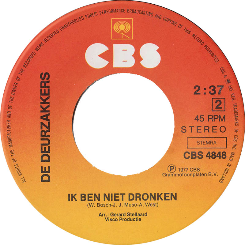 Deurzakkers - Later Komt De Kater 18075 Vinyl Singles Vinyl Goed / Hoes Goed