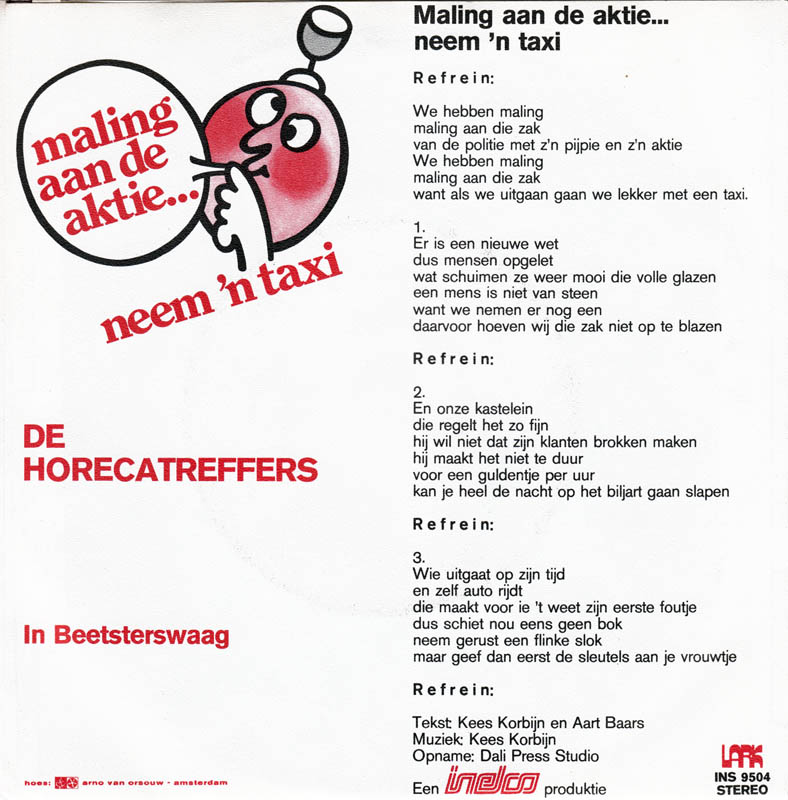 Horecatreffers - Maling Aan De Aktie... Neem 'N Taxi 09816 Vinyl Singles Vinyl Goed / Hoes Goed
