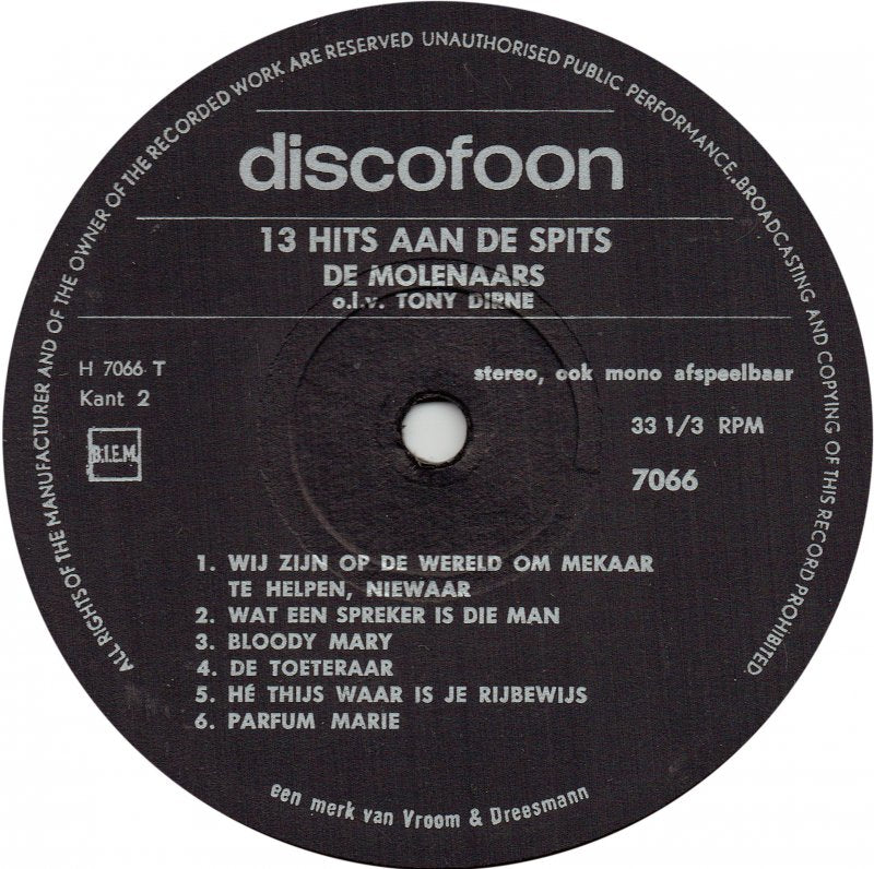 Various - 13 Hits Aan De Spits No. 1 (LP) 48166 Vinyl LP Vinyl Goed / Hoes Goed