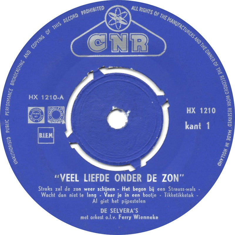 Selvera's - Veel Liefde Onder De Zon 14982 Vinyl Singles EP Vinyl Goed / Hoes Sticker