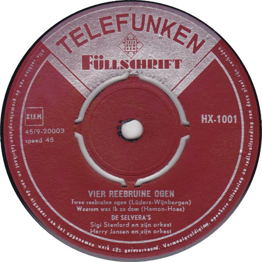 Selvera's - Vier Reebruine Ogen 40250 Vinyl Singles Vinyl Goed / Hoes Goed