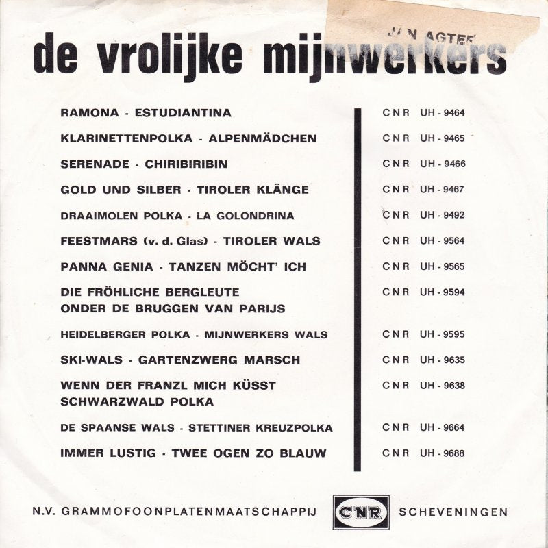 Vrolijke Mijnwerkers - Feestmars 33954 Vinyl Singles Vinyl Goed / Hoes Goed