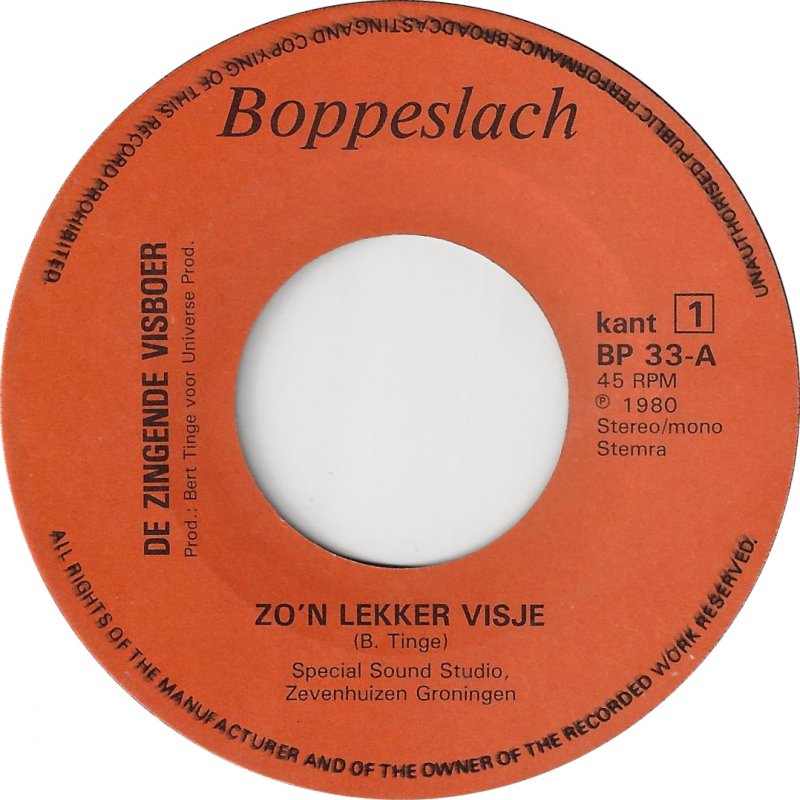 Zingende Visboer - Zo'n Lekker Visje 34354 Vinyl Singles Vinyl Goed / Hoes Goed