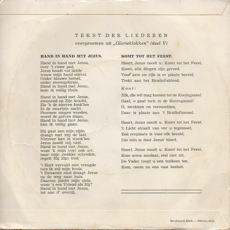 Zingende Zusjes - Hand In Hand Met Jezus 29768 Vinyl Singles Vinyl Goed / Hoes Goed