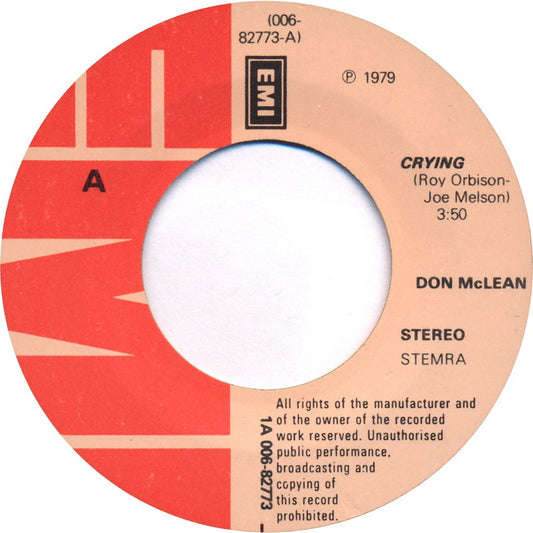 Don McLean - Crying 36141 Vinyl Singles Vinyl Goed / Hoes Generic