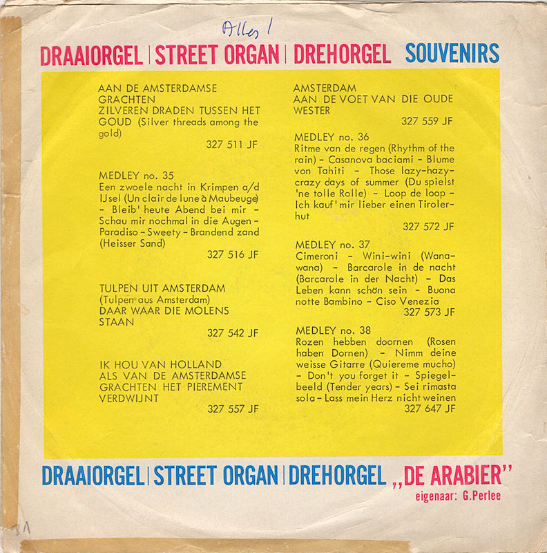 Draaiorgel Arabier - Medley No. 42 42362 Vinyl Singles Vinyl Goed / Hoes Goed