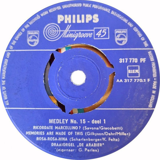 Draaiorgel De Arabier - Medley No. 15 04469 Vinyl Singles Vinyl Goed / Hoes Generic