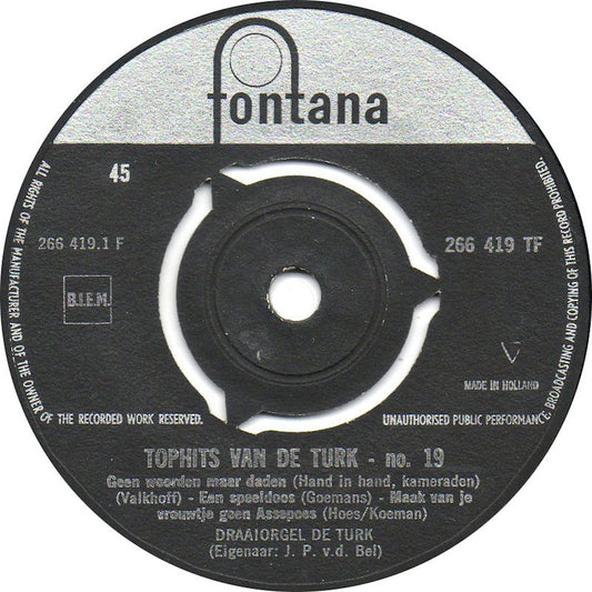Draaiorgel De Turk - Tophits van de Turk no 19 en 20 23951 Vinyl Singles Vinyl Goed / Hoes Goed