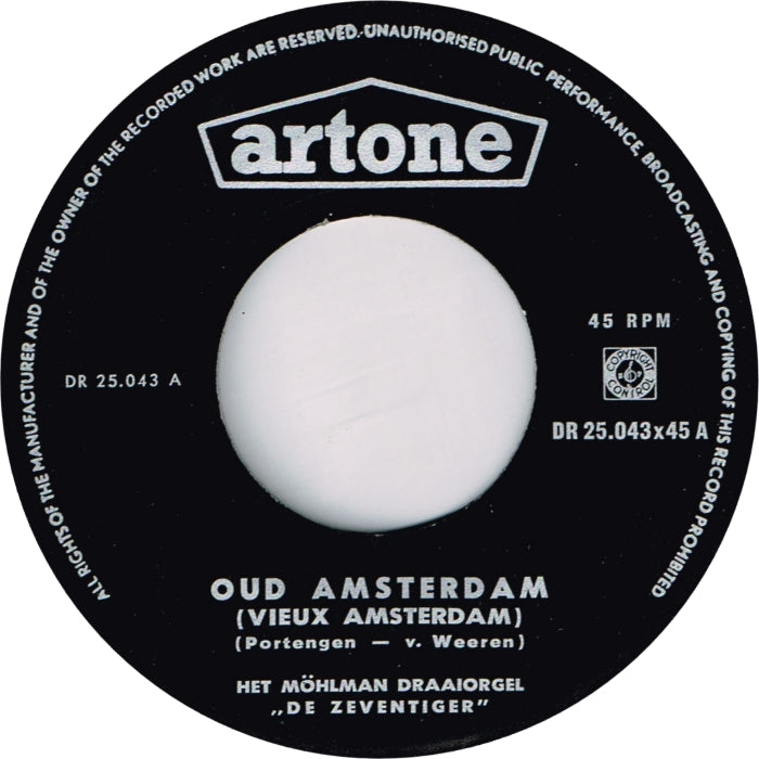 Draaiorgel De Zeventiger - Oud Amsterdam 16018 Vinyl Singles Vinyl Goed / Hoes Goed