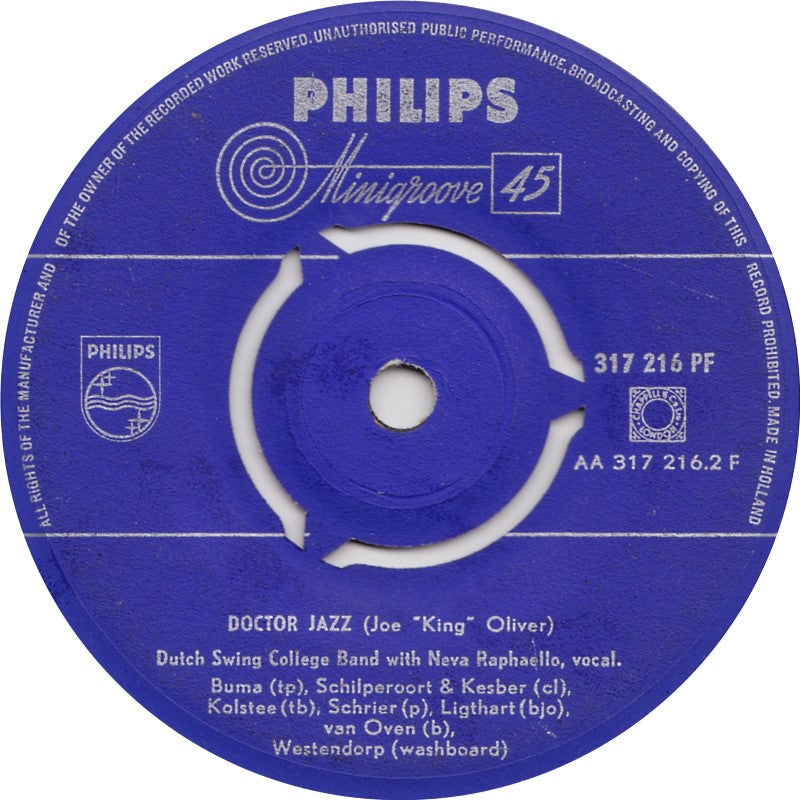 Dutch Swing College Band With Neva Raphaello - Careless Love Blues Vinyl Singles Vinyl Zeer Goed / Hoesje Goed "VINYLSINGLES.NL"