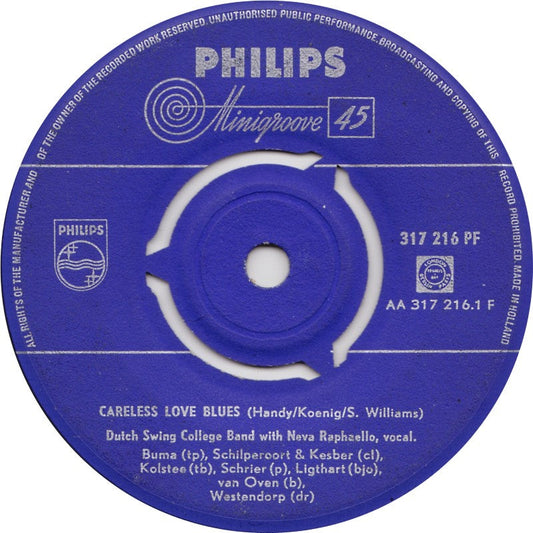 Dutch Swing College Band With Neva Raphaello - Careless Love Blues 15834 Vinyl Singles Vinyl Goed / Hoes Goed