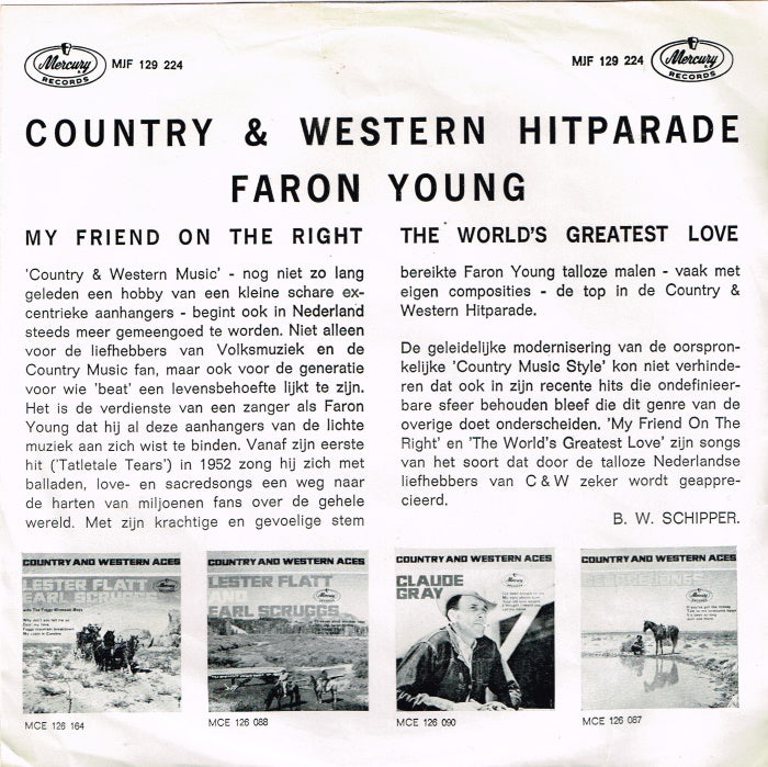 Faron Young - My Friend On The Right Vinyl Singles Vinyl Zeer Goed / Hoesje Goed "VINYLSINGLES.NL"