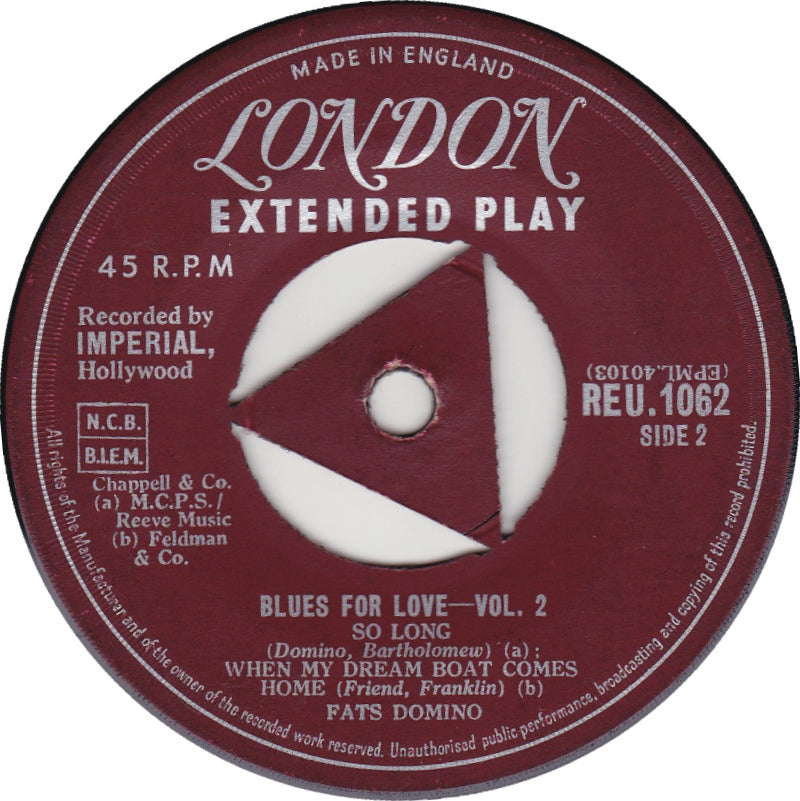 Fats Domino - Blues For Love -Vol. * Vinyl Singles Vinyl Zeer Goed / Hoesje Generic "VINYLSINGLES.NL"
