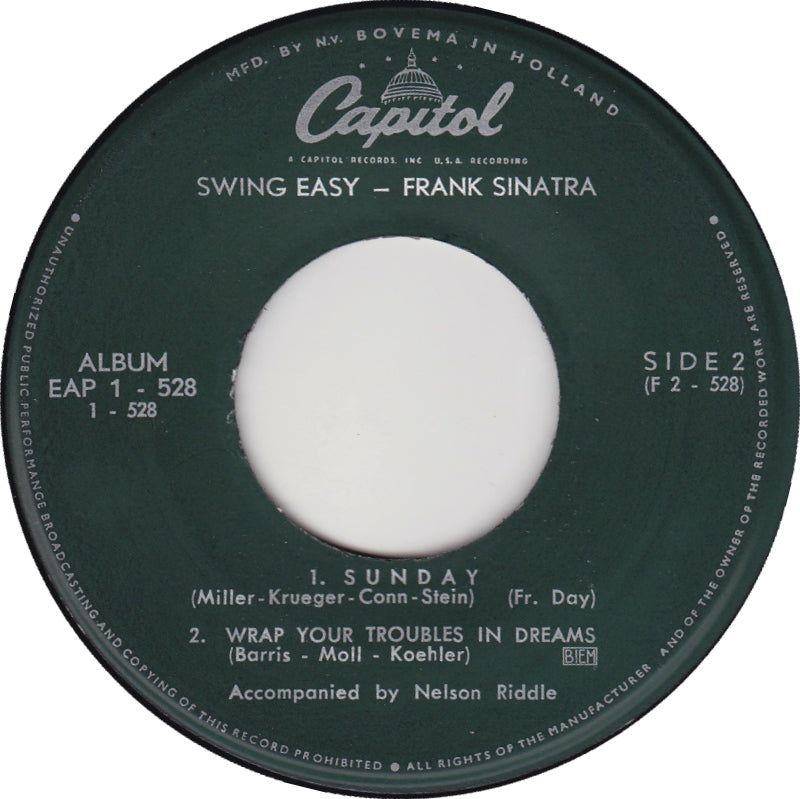 Frank Sinatra - Swing Easy! Part * Vinyl Singles EP Vinyl Zeer Goed / Hoesje Goed "VINYLSINGLES.NL"