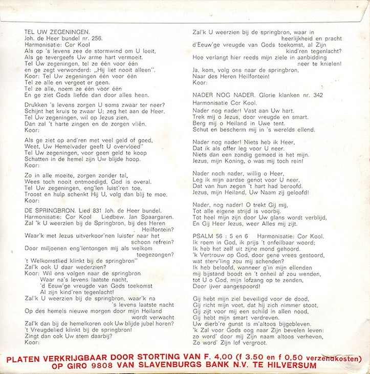 Gebroeders Spaargaren - Zingen Voor de Nieuw-bouw van Ons Kinderhuis Te Genk (België) 14829 Vinyl Singles EP Vinyl Goed / Hoes Goed