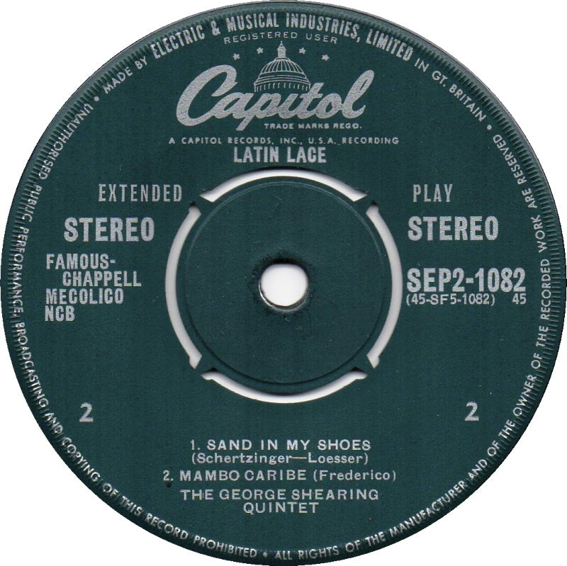 George Shearing Quintet - Latin Lace - Part * Vinyl Singles EP Vinyl Zeer Goed / Hoesje Goed "VINYLSINGLES.NL"