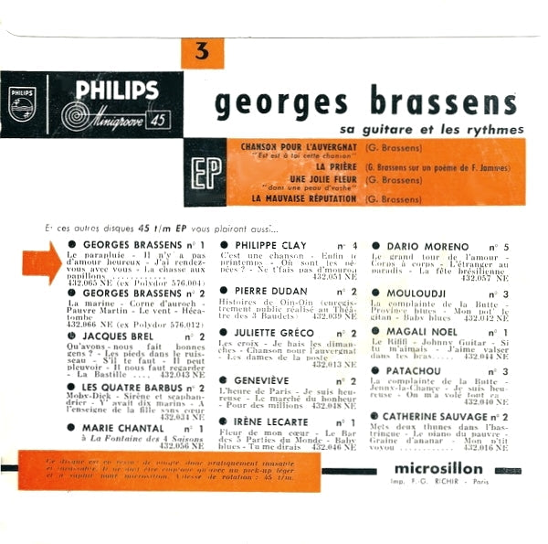 Georges Brassens - *e Serie **2** Vinyl Singles EP Vinyl Zeer Goed / Hoesje Goed "VINYLSINGLES.NL"