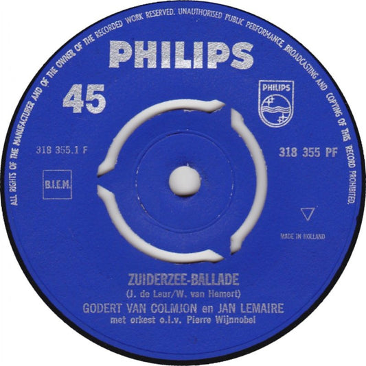 Godert Van Colmjon en Jan Lemaire - Zuiderzee-Ballade 10641 Vinyl Singles Vinyl Goed / Hoes Generic