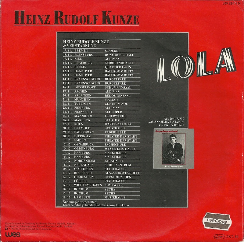 Heinz Rudolf Kunze - Lola 09830 Vinyl Singles Vinyl Goed / Hoes Goed