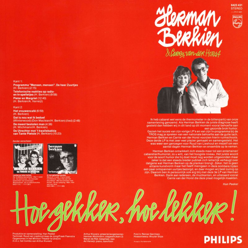 Herman Berkien & Carry Van Der Horst - Hoe Gekker, Hoe Lekker (LP) 42717 Vinyl LP Vinyl Goed / Hoes Goed