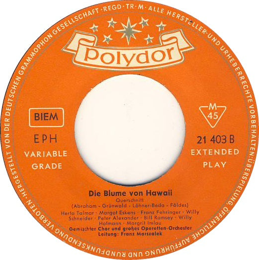 Herta Talmar, Margot Eskens - Die Blume Von Hawaii 14458 Vinyl Singles EP Vinyl Zeer Goed / Hoesje Goed "VINYLSINGLES.NL"