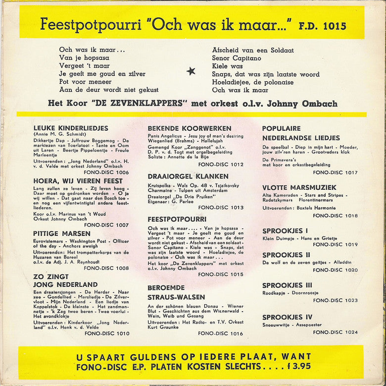 Koor Zevenklappers de met Orkest - Feestpotpourri 13857 Vinyl Singles EP Vinyl Goed / Hoes Goed