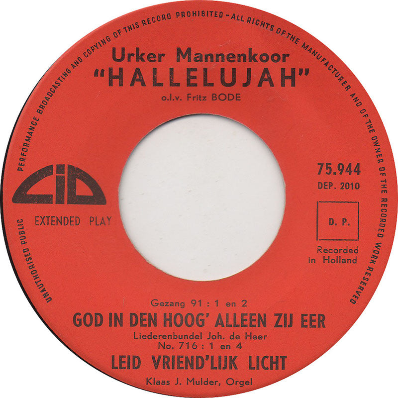 Urker Mannenkoor Hallelujah - Wij Knielen Voor Uw Zetel Neer 29772 Vinyl Singles EP Vinyl Goed / Hoes Goed