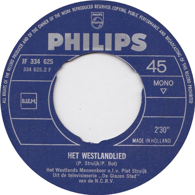 Westlands Mannenkoor - De Glazen Stad 35476 Vinyl Singles Vinyl Goed / Hoes Goed