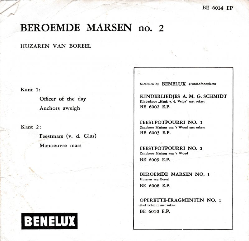 Huzaren Van Boreel - Beroemde Marsen No. 2 Vinyl Singles EP Vinyl Zeer Goed / Hoesje Goed "VINYLSINGLES.NL"