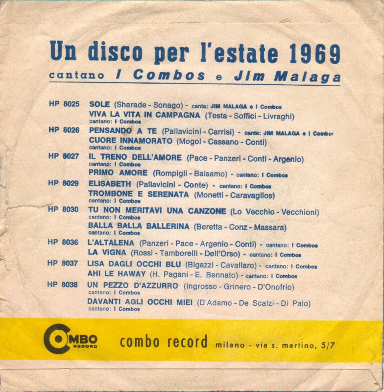 I Combos - Un Pezzo D'azzurro 03903 Vinyl Singles Vinyl Goed / Hoes Goed