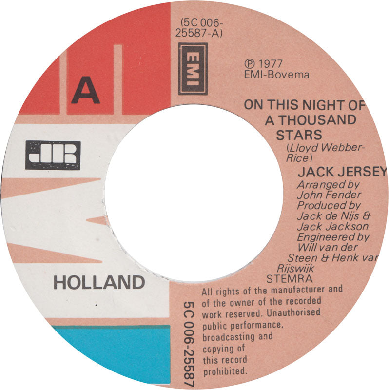 Jack Jersey - On This Night Of A Thousand Stars 29848 Vinyl Singles Vinyl Goed / Hoes Goed