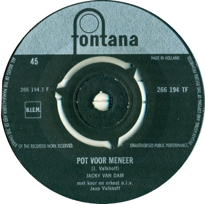 Jacky Van Dam - Pot Voor Meneer 05007 Vinyl Singles Vinyl Goed / Hoes Goed
